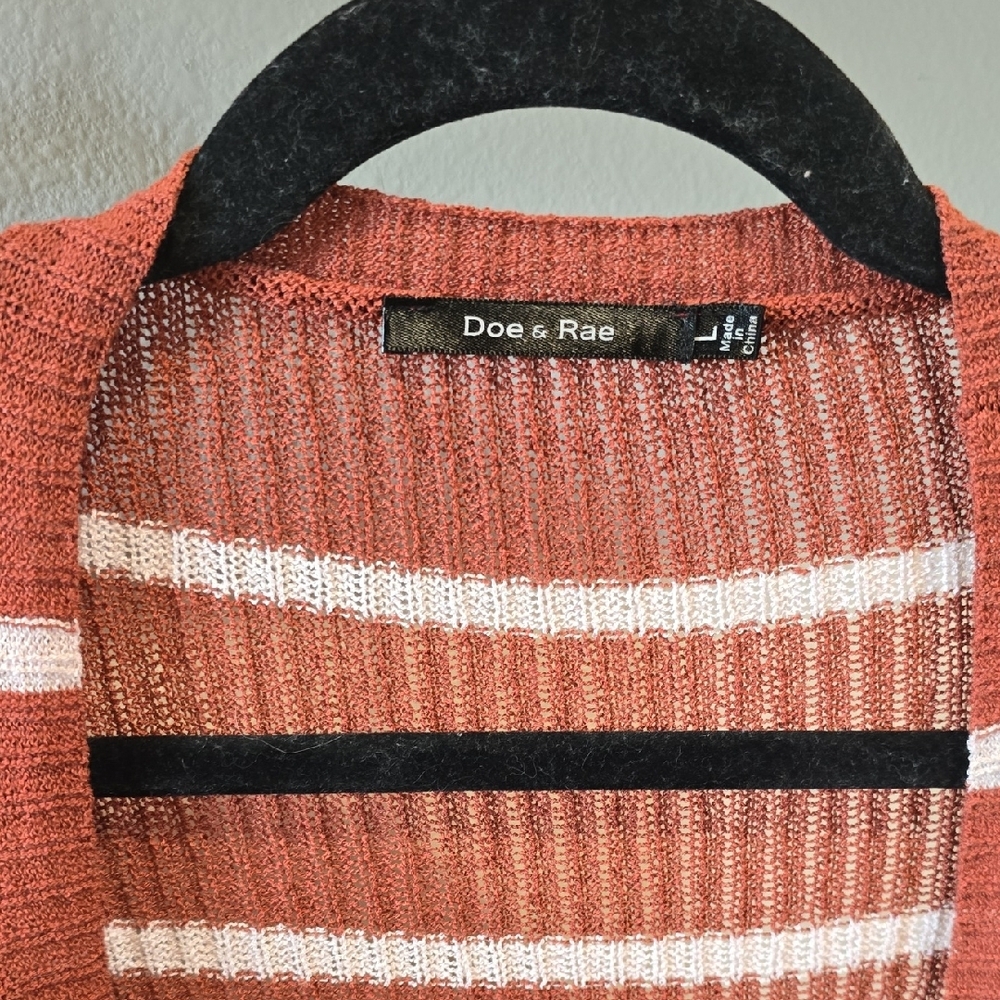 Doe & Rae Rust and White Striped Cardigan - Picture 3 of 6